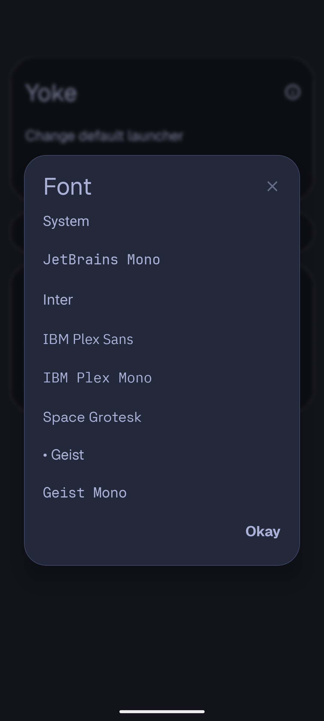 The font picker
