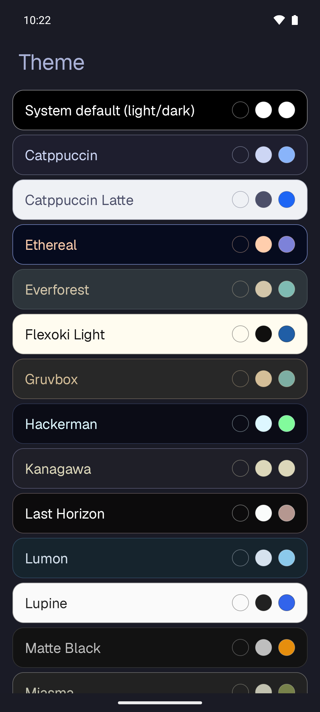 The theme picker